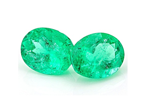 Colombian Emerald 7.3x6.0mm Oval Matched Pair 2.05ctw