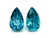 Blue Zircon 10.7x6.7mm Pear Shape Matched Pair 9.47ctw