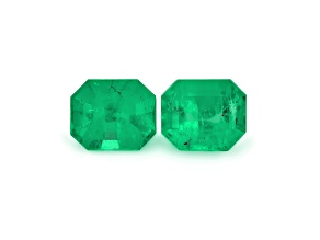 Colombian Emerald 11.25x9.45mm Emerald Cut Matched Pair 9.86ctw