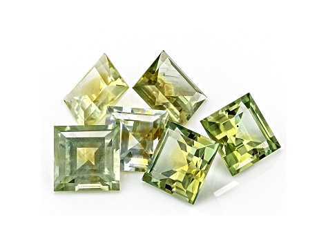 Montana Greenish Yellow Sapphire Loose Gemstone 3.5mm Square Set of 6 1.54ctw