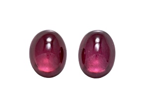 Garnet 8x6mm Oval Cabochon Matched Pair 3.87ctw