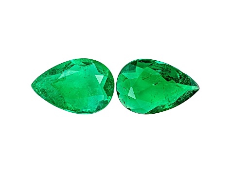 Colombian Emerald 77.0x7.5mm Pear Shape Matched Pair 3.08ctw