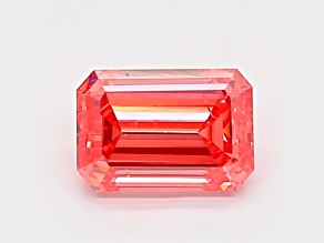 1.00ct Deep Pink Emerald Cut Lab-Grown Diamond SI2 Clarity IGI Certified