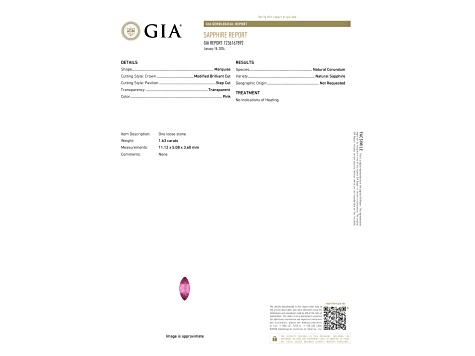 Pink Sapphire Unheated 11.12x5.08mm Marquise 1.63ct