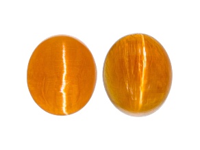 Fire Opal Cat's Eye 7x6mm Oval Matched Pair 1.45ctw
