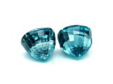 Blue Zircon 7.4x7.0mm Cushion Matched Pair 8.05ctw