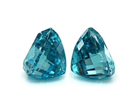 Blue Zircon 9.6x7.2mm Pear Shape Matched Pair 9.96ctw