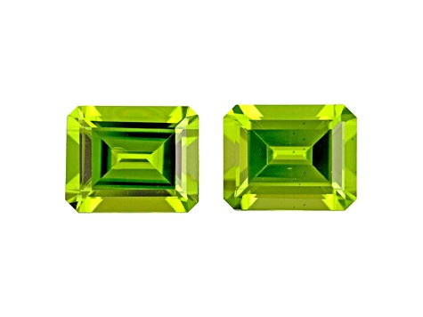 Peridot 10x8mm Emerald Cut Matched Pair 6.94ctw