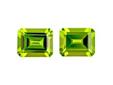 Peridot 10x8mm Emerald Cut Matched Pair 6.94ctw