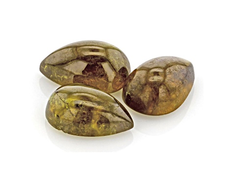 Andradite Garnet 6x4mm Pear Shape Cabochon Set of 3 1.5ctw