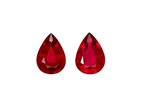 Ruby 7x5mm Pear Shape Matched Pair 1.53ctw