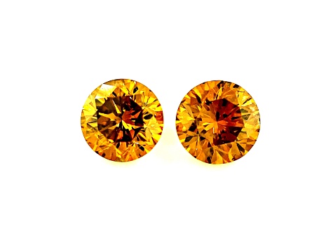 Natural Orange Diamond 5mm Round Matched Pair 1.05ctw