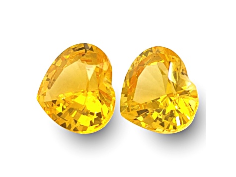 Yellow Sapphire 7.5x6.6mm Heart Shape Matched Pair 3.26ctw