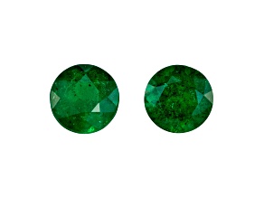 Brazilian Emerald 5.7mm Round Matched Pair 1.25ctw
