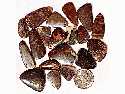 Boulder Opal Pre-Drilled Free-Form Cabochon Set of 15 140ctw