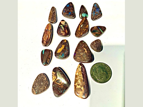 Boulder Opal Free-Form Cabochon Set of 15 127ctw