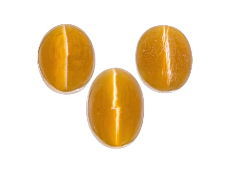 Fire Opal Cat's Eye Oval Matched Set of 3 2.47ctw