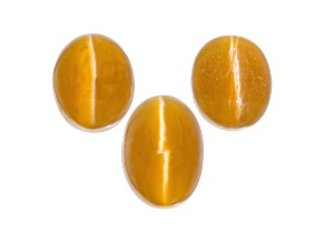 Fire Opal Cat's Eye Oval Matched Set of 3 2.47ctw