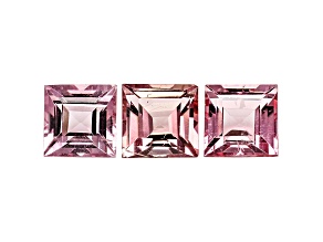 Pink Tourmaline 4mm Square Set of 3 1.18ctw
