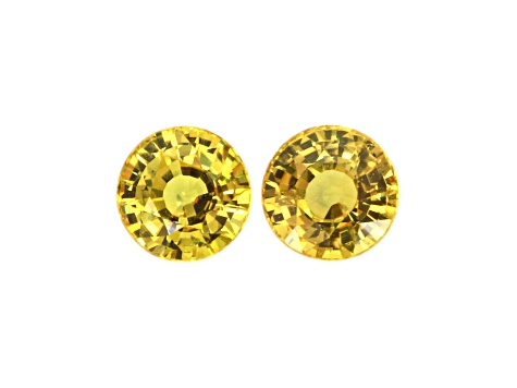 Yellow Sapphire 6.5mm Round Matched Pair 3.60ctw