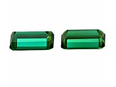 Green Tourmaline 11.1x6.8mm Emerald Cut Matched Pair 5.88ctw