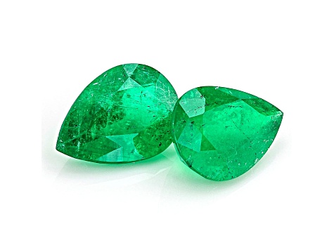 Colombian Emerald 8.6x5.8mm Pear Shape Matched Pair 1.77ctw