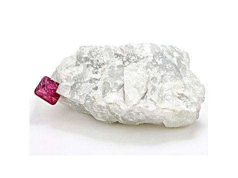 Red Spinel Crystal in Calcite Free-Form. Size And Shape Vary.
