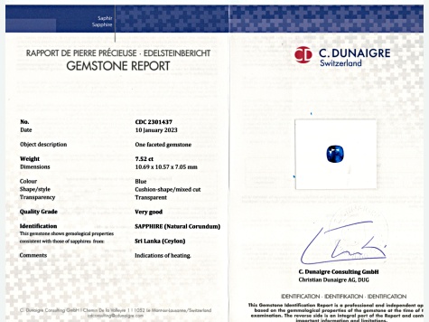 Sapphire 10.7mm Cushion 7.52ct