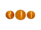 Fire Opal Cat's Eye Round Matched Set of 3 3.24ctw