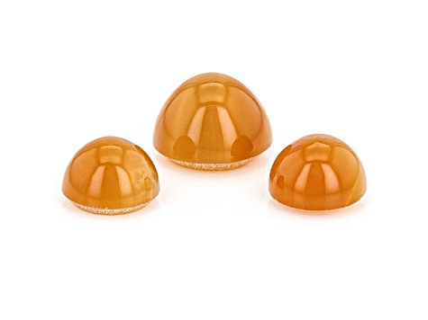 Fire Opal Cat's Eye Round Matched Set of 3 3.24ctw