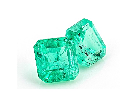 Colombian Emerald 5.6mm Emerald Cut Matched Pair 1.51ctw