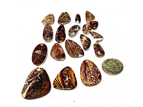 Boulder Opal Pre-Drilled Free-Form Cabochon Set of 18 138ctw