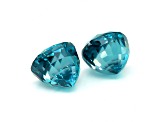 Blue Zircon 7.6x7.0mm Oval Matched Pair 8.06ctw