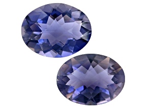 Iolite 9x7mm Oval Checkerboard Cut Matched Pair 2.43ctw