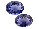 Iolite 9x7mm Oval Checkerboard Cut Matched Pair 2.43ctw
