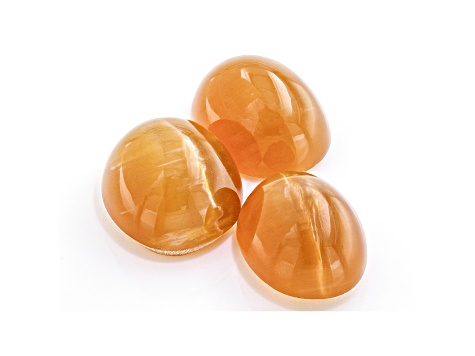 Fire Opal Cat's Eye Oval Matched Set of 3 3.57ctw