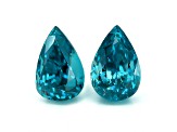 Blue Zircon 10.2x6.7mm Pear Shape Matched Pair 9.66ctw