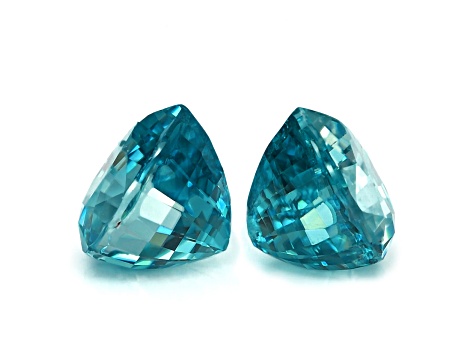 Blue Zircon 10.2x6.7mm Pear Shape Matched Pair 9.66ctw