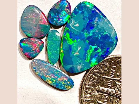 Opal on Ironstone Free-Form Doublet Set of 6 6.00ctw