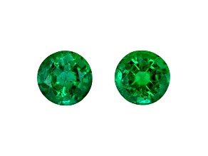 Zambian Emerald 5.5mm Round Matched Pair 1.24ctw