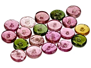 Multi-Color Tourmaline 4.5mm Thin Rondelle Beads Set of 20 6.00ctw