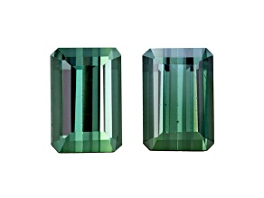 Blue-Green Tourmaline 6.5x4.5mm Emerald Cut Matched Pair 2.03ctw