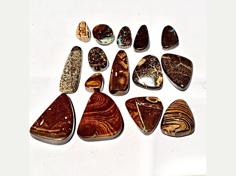 Boulder Opal Pre-Drilled Free-Form Cabochon Set of 15 225ctw