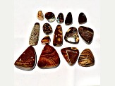 Boulder Opal Pre-Drilled Free-Form Cabochon Set of 15 225ctw