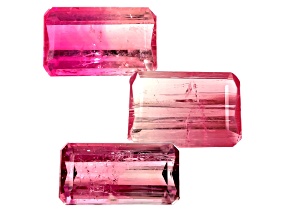 Pink Tourmaline Emerald Cut Set of 3 6.08ctw