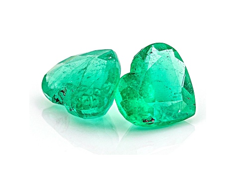 Colombian Emerald 6.2mm Heart Shape Matched Pair 1.83ctw