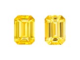 Yellow Sapphire 7.8x5.5mm Emerald Cut Matched Pair 3.66ctw