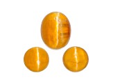 Fire Opal Cat's Eye Round and Oval Matched Set of 3 2.89ctw