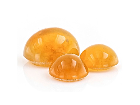 Fire Opal Cat's Eye Round and Oval Matched Set of 3 2.89ctw