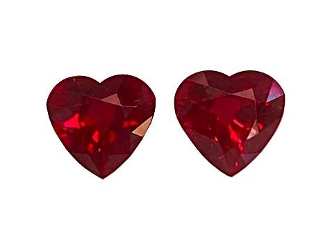 Ruby 6.5x6.5mm Heart Shape Matched Pair 2.78ctw